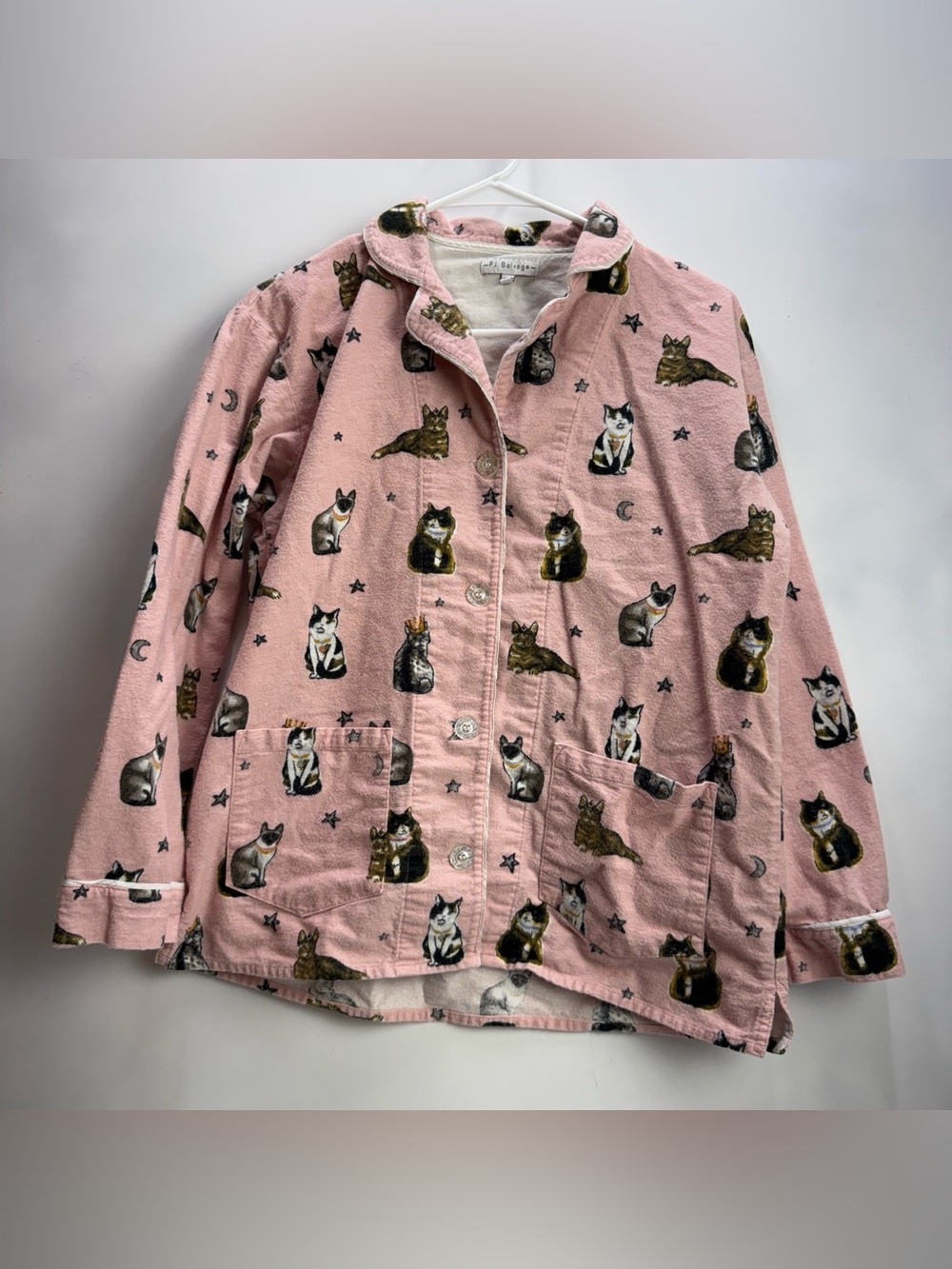 PJ Salvage Women’s Pink Button-Up Pajama Top with Cats